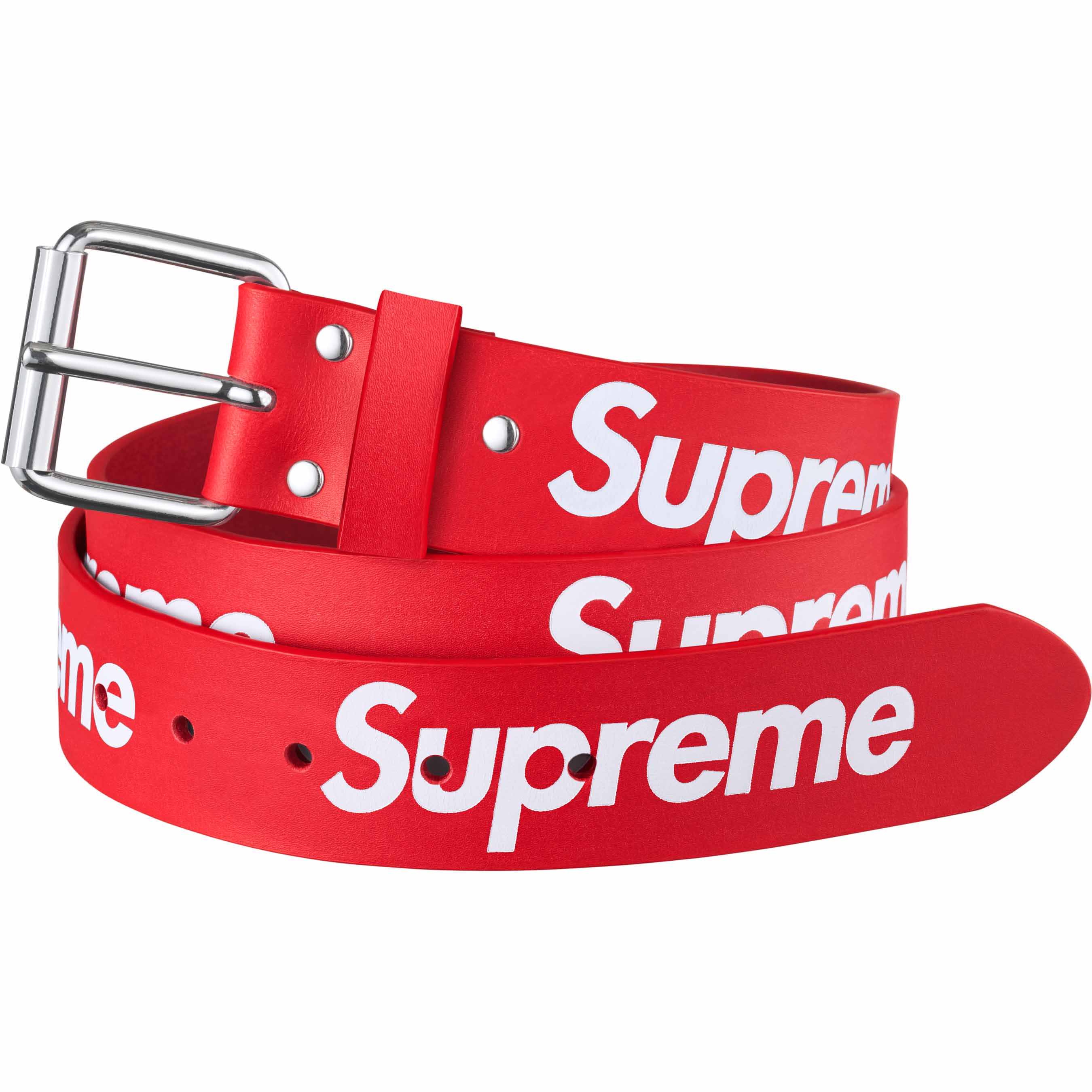 新品SUPREME Repeat Leather Belt 革ベルト ロゴ 赤 - 小物