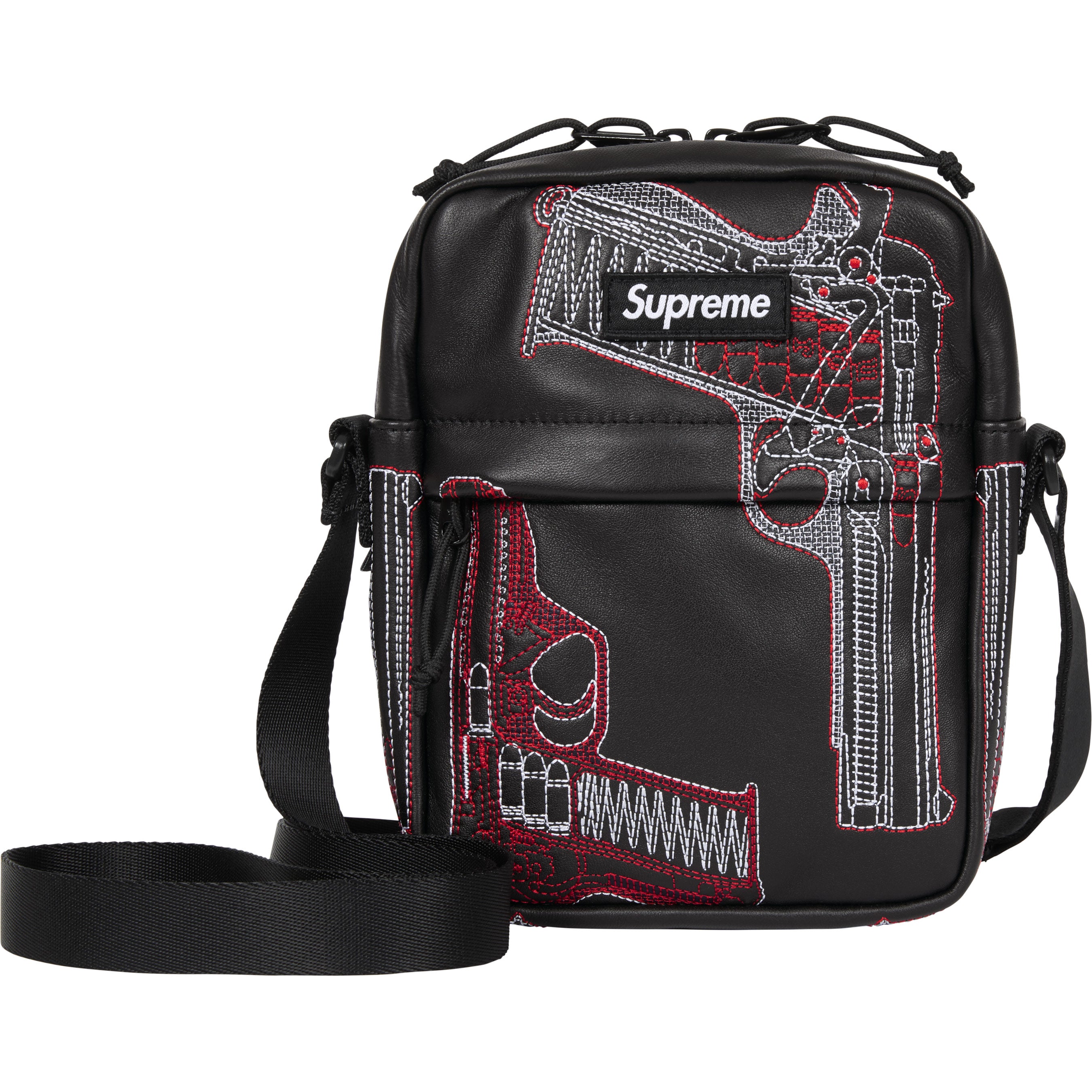 Guns Embroidered Leather Shoulder Bag - Shop - Supreme