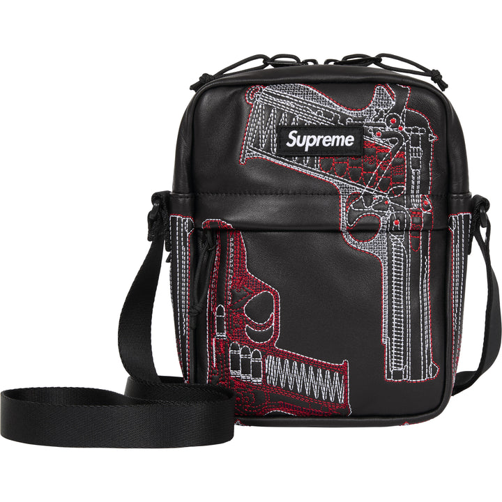 Guns Embroidered Leather Shoulder Bag - Shop - Supreme