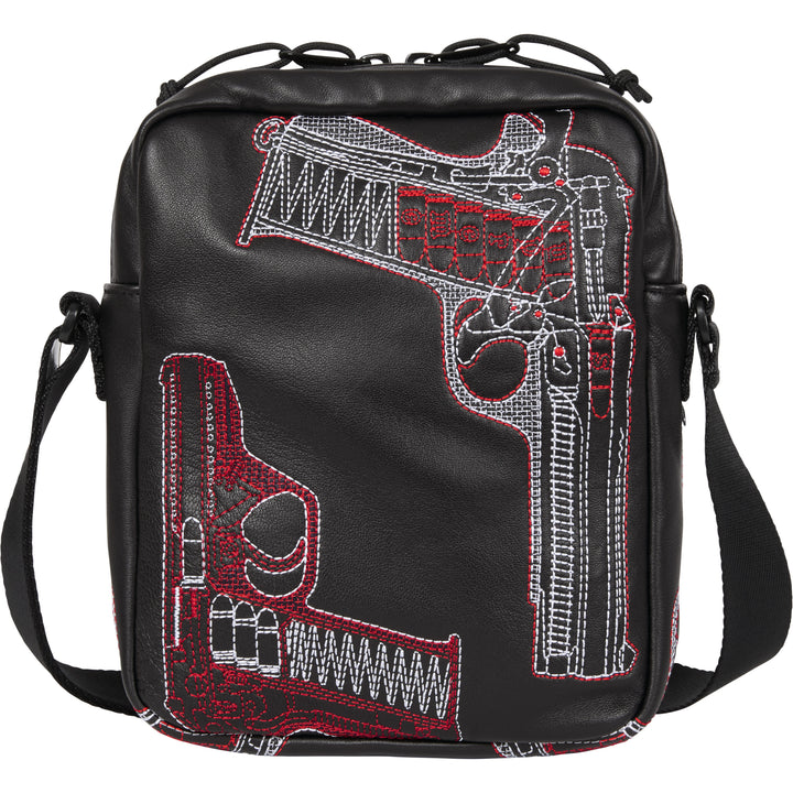 Guns Embroidered Leather Shoulder Bag - Shop - Supreme