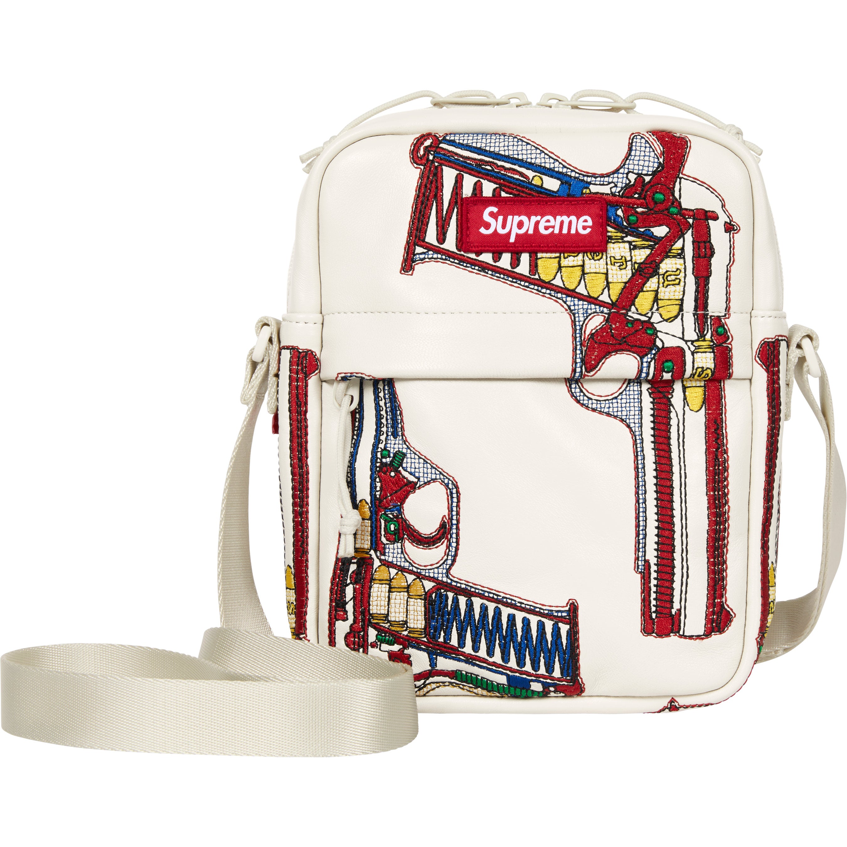 Guns Embroidered Leather Shoulder Bag - Shop - Supreme
