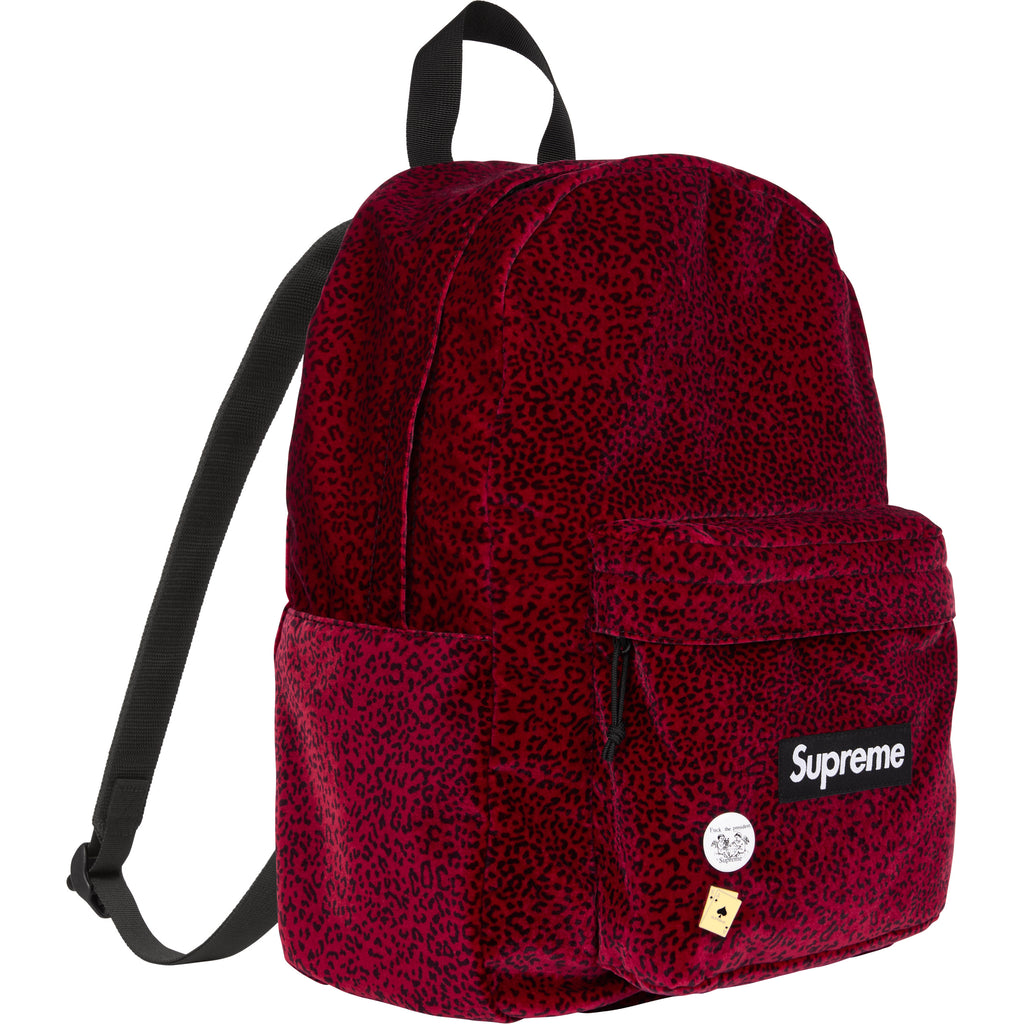 Supreme Velvet Backpack \"Red Leopard” Supreme-Velvet-Backpack-Red-