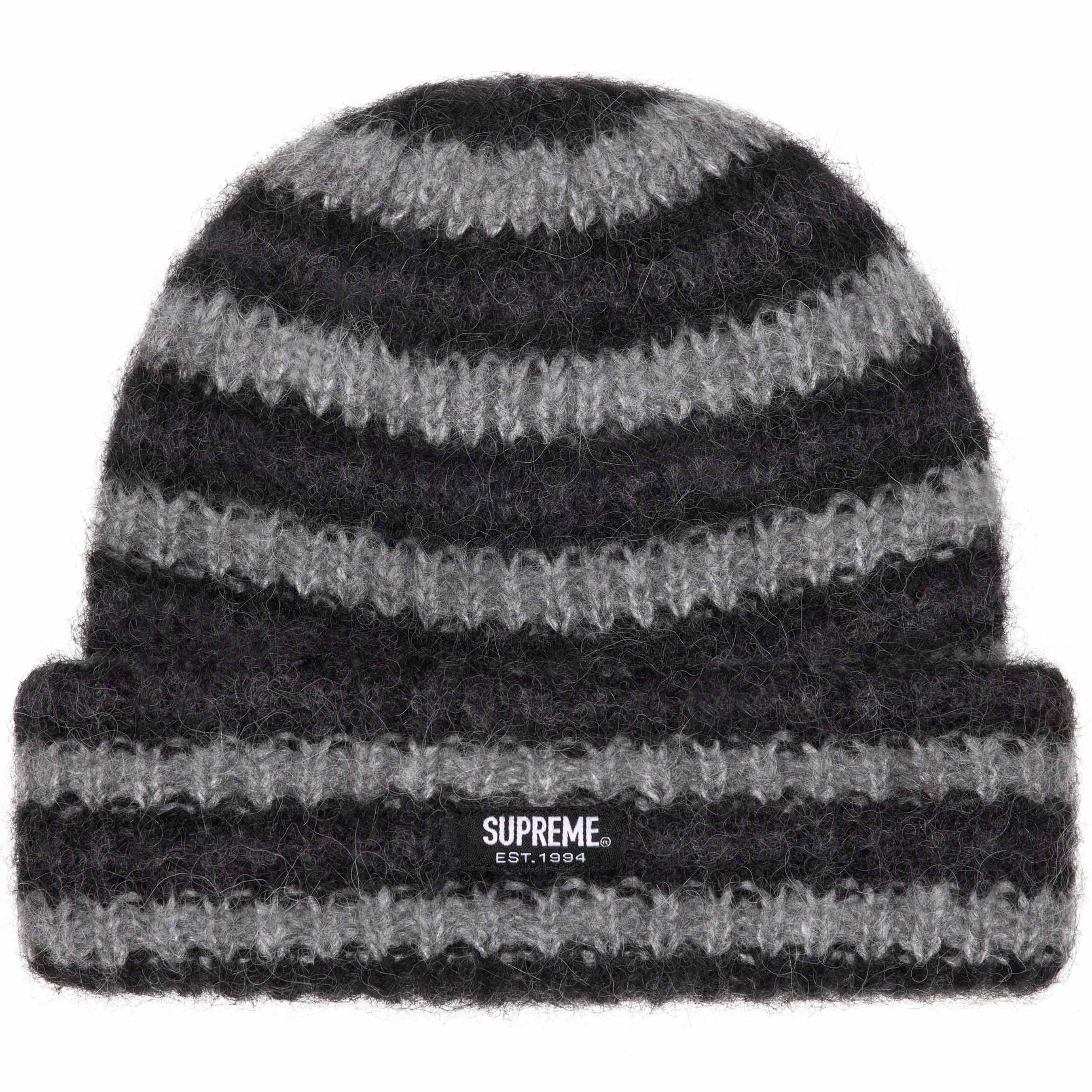 シュプリーム Loose Stripe Beanie 黒-