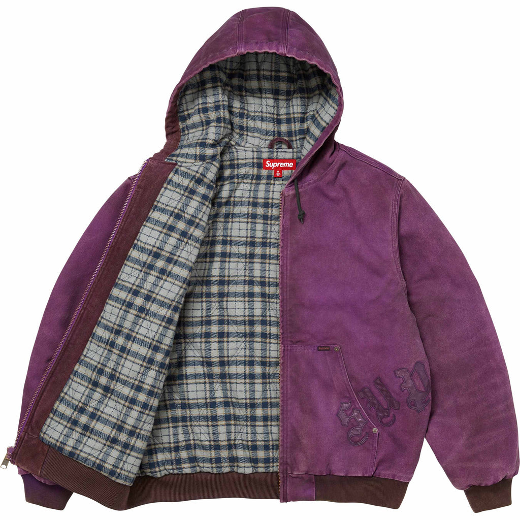 Leather Appliqué Hooded Work Jacket