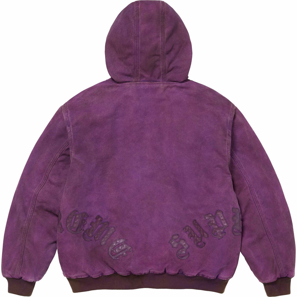 Leather Appliqué Hooded Work Jacket