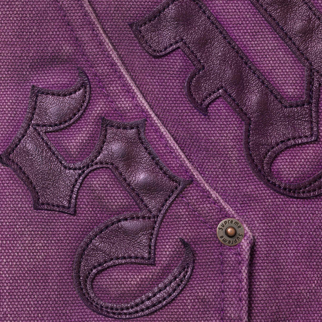 Leather Appliqué Hooded Work Jacket