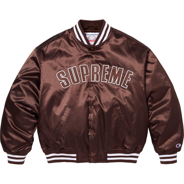 M Supreme Satin Varsity Jacket ツリーカモ Supreme®/Mitchell & Ness® Lined Hooded Satin Varsity Jacket - Supreme