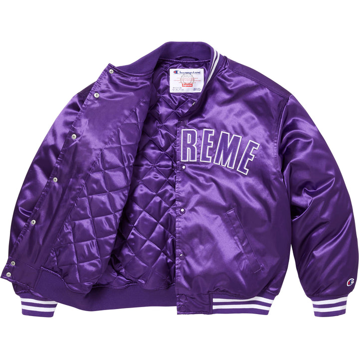 入手困難 Lサイズ 正規品 13SS supreme champion Satin Jacket ネイビー サテン ジャケット シュプリーム スタジャン チャンピオン Wネーム 入手困難 Lサイズ 正規品 13SS supreme champion Satin Jacket