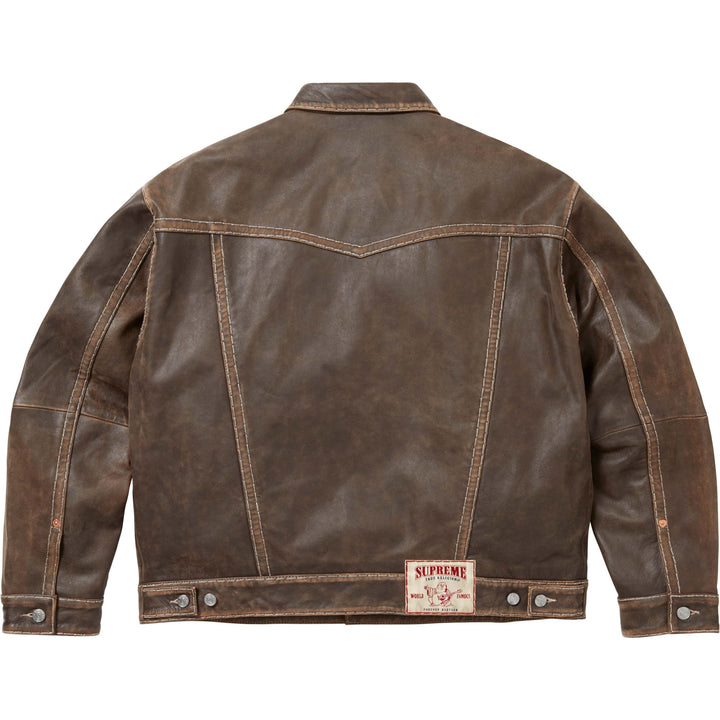 Supreme®/True Religion® Leather Trucker Jacket-3
