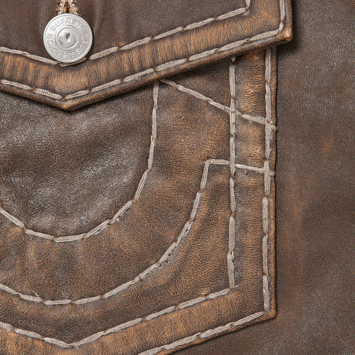 Supreme®/True Religion® Leather Trucker Jacket-4