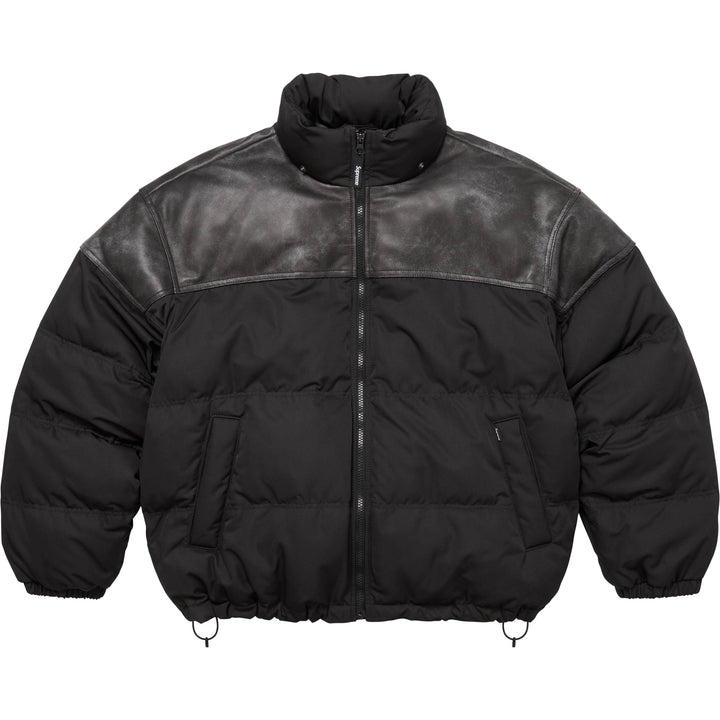 FLEX Puffy jacket チャコール　L Leather Yoke Puffer Jacket - Shop - Supreme