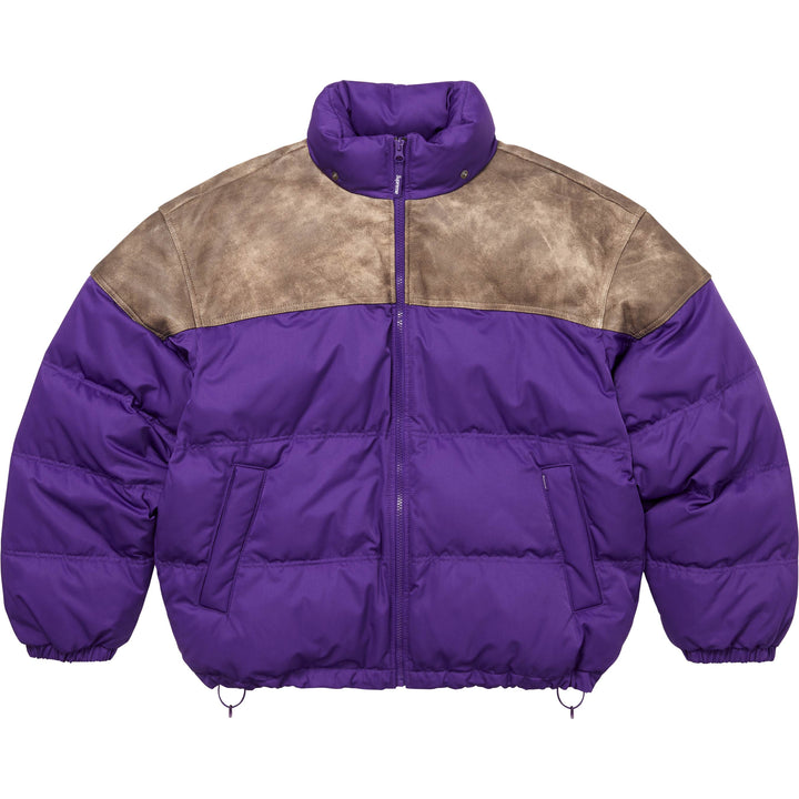 Leather Yoke Puffer Jacket