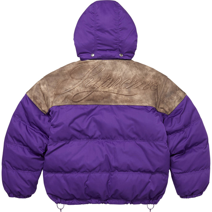 Leather Yoke Puffer Jacket