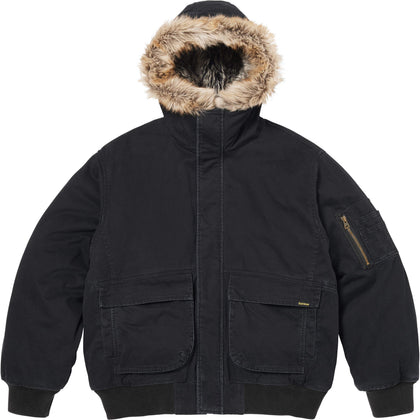 Reversible Faux Fur Hooded Work Jacket