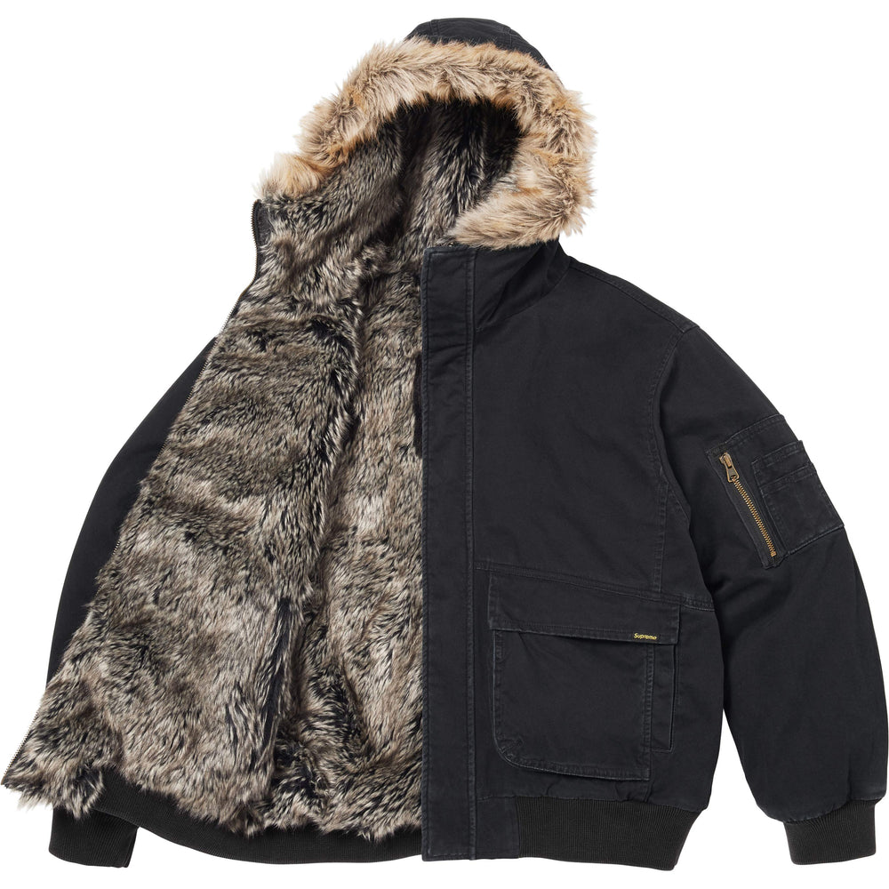 Reversible Faux Fur Hooded Work Jacket - Image 2