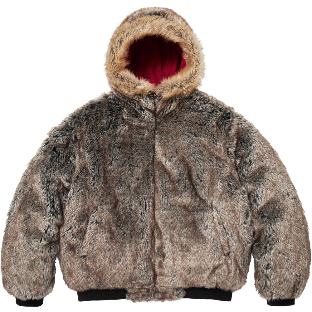 Reversible Faux Fur Hooded Work Jacket - Image 4