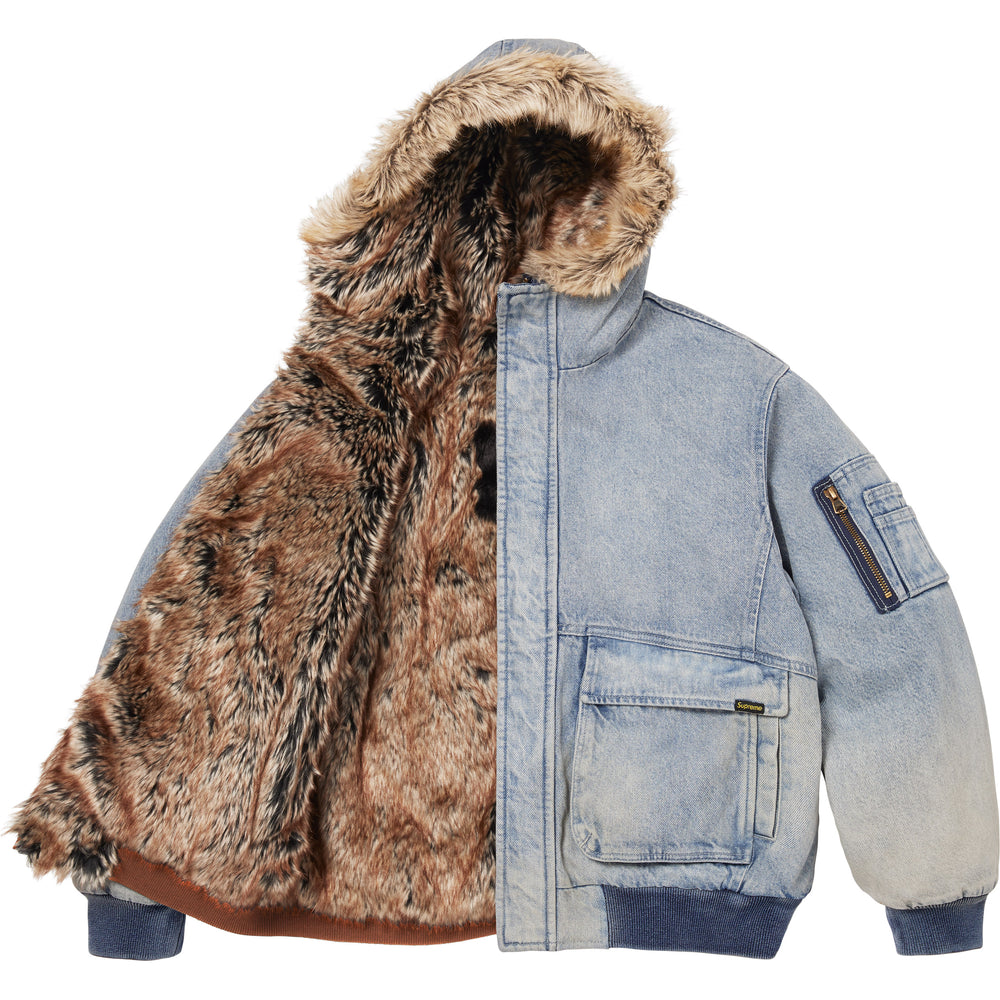 Reversible Faux Fur Hooded Work Jacket - Image 2