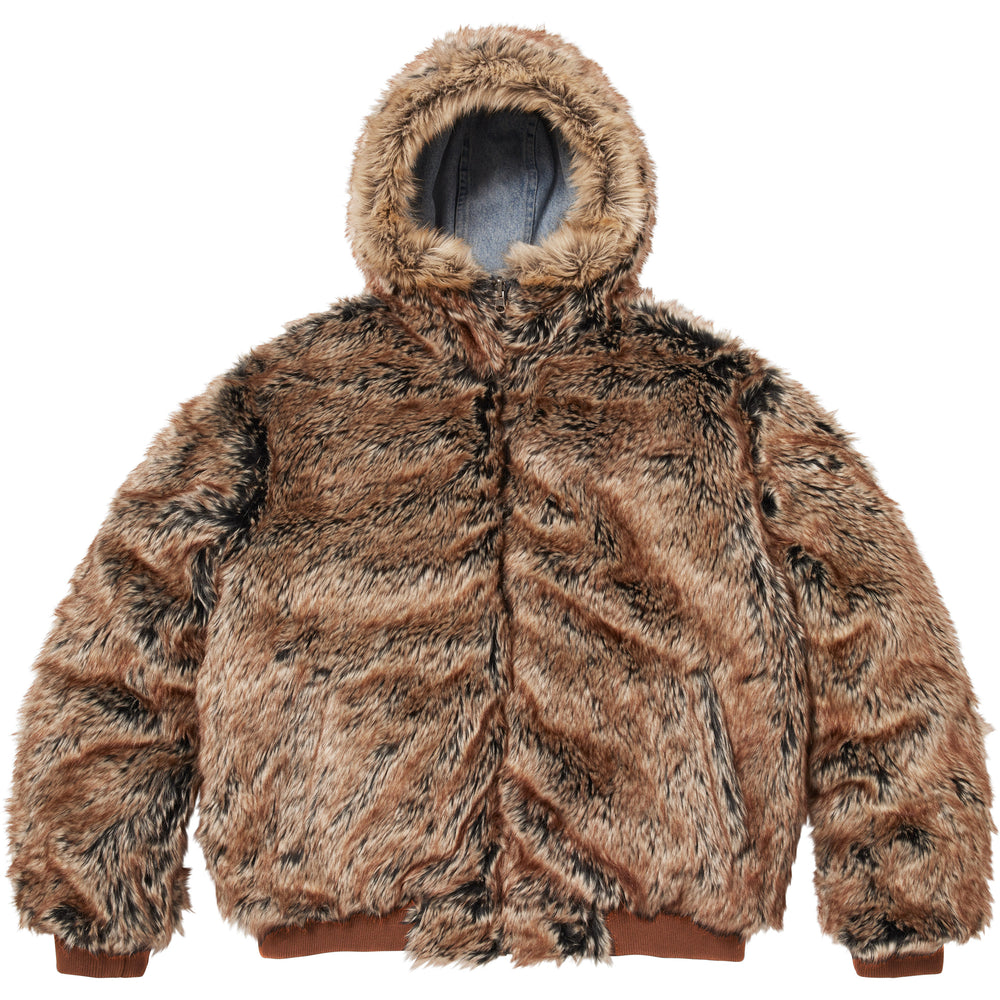 Reversible Faux Fur Hooded Work Jacket - Image 4