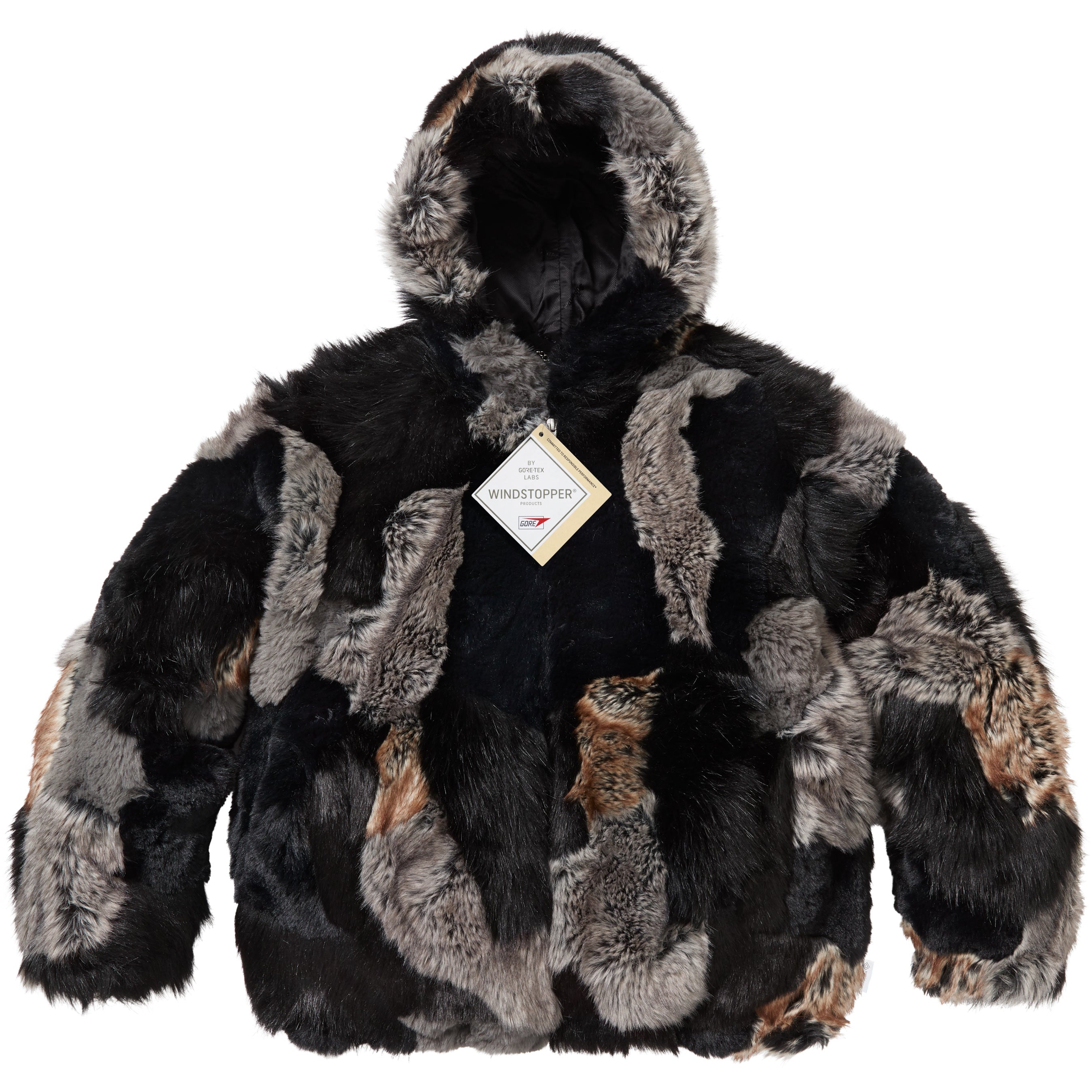 Patchwork WINDSTOPPER® Hooded Faux Fur Jacket - Shop - Supreme