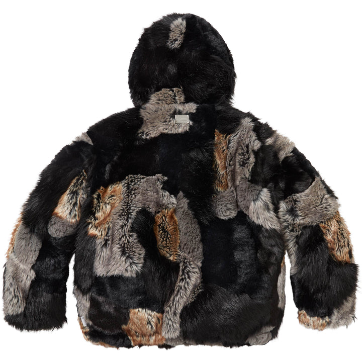 Patchwork WINDSTOPPER® Hooded Faux Fur Jacket