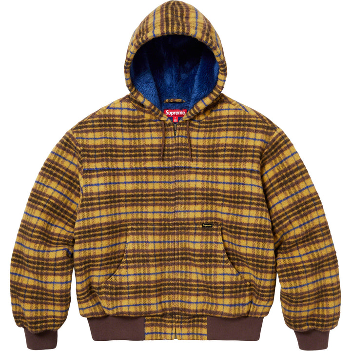 Plaid Wool Hooded Work Jacket