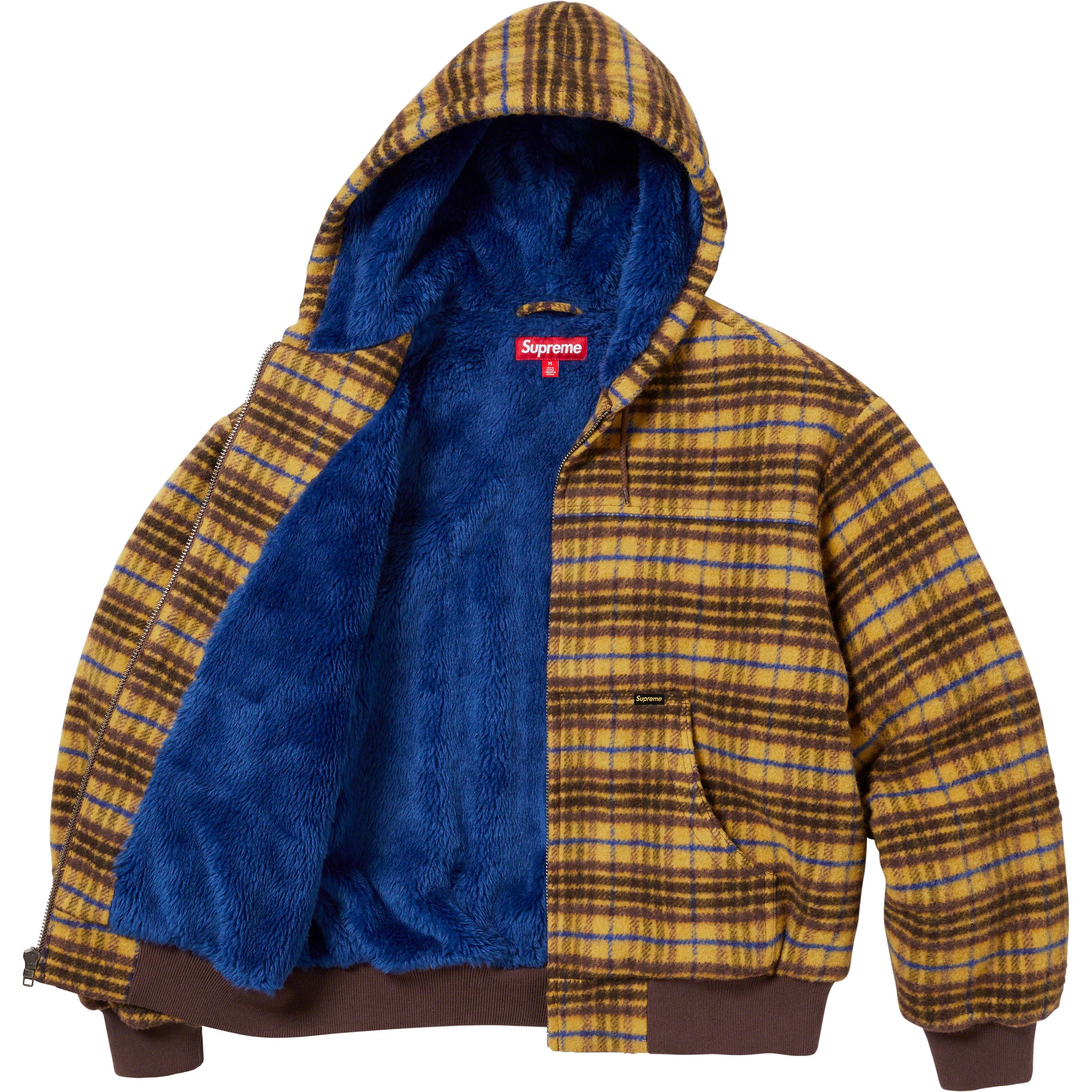 Plaid Wool Hooded Work Jacket