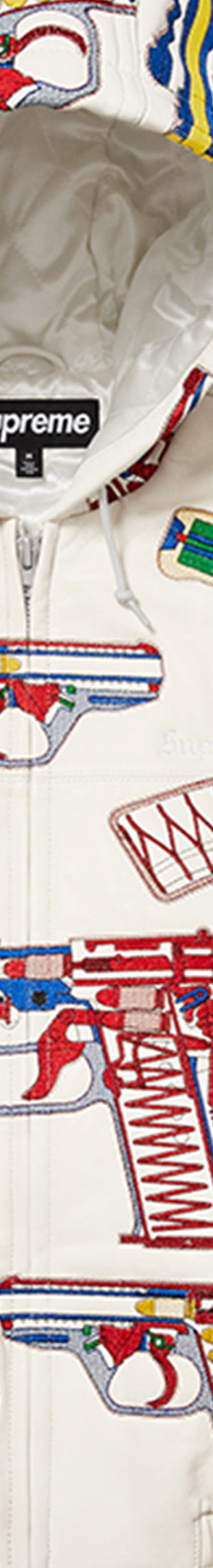 Guns Embroidered Hooded Leather Jacket