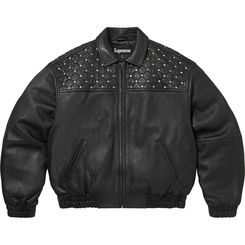Swarovski® Studded Quilted Leather Jacket