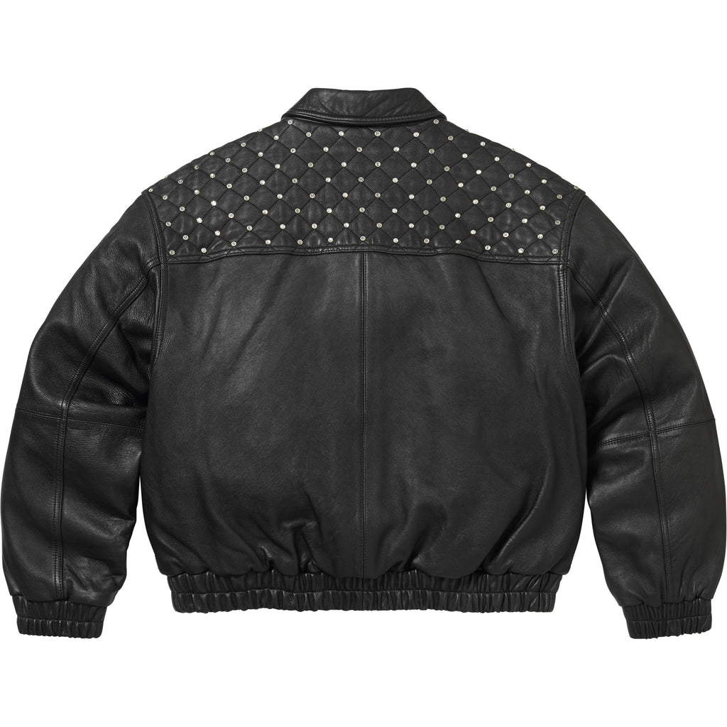 Swarovski® Studded Quilted Leather Jacket