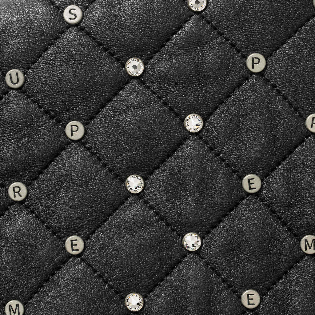 Swarovski® Studded Quilted Leather Jacket