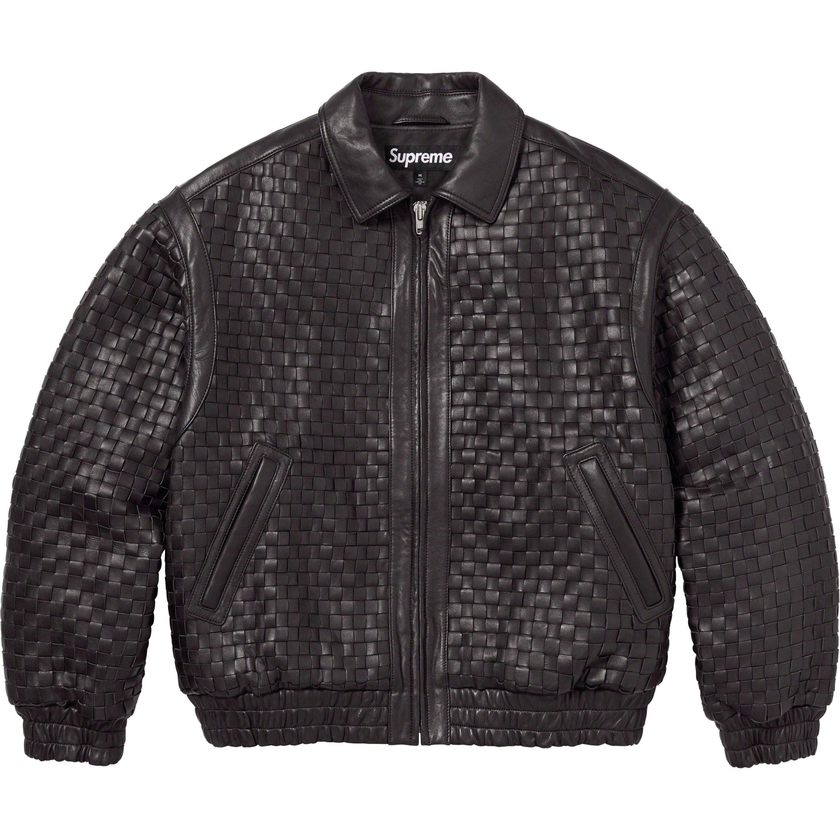 Woven Leather Varsity Jacket