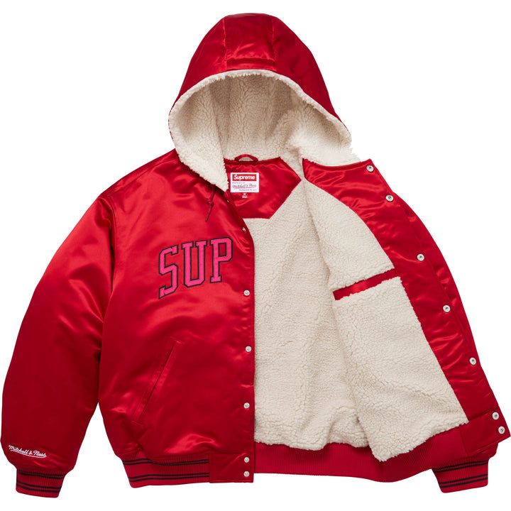 Supreme®/Mitchell & Ness® Lined Hooded Satin Varsity Jacket-11