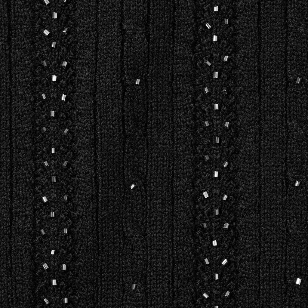 Beaded Zip S/S Polo Sweater