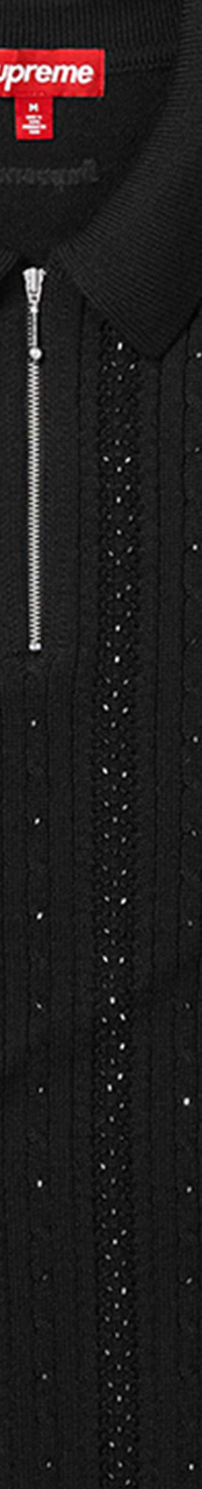 Beaded Zip S/S Polo Sweater