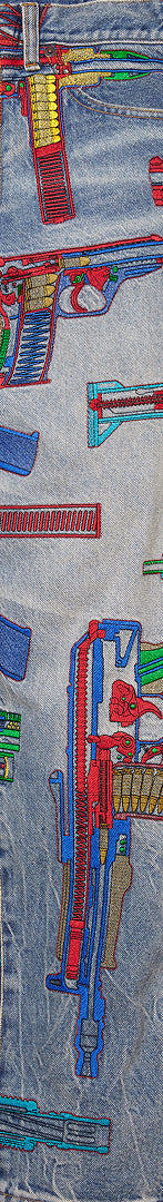 Guns Embroidered Loose Fit Jean