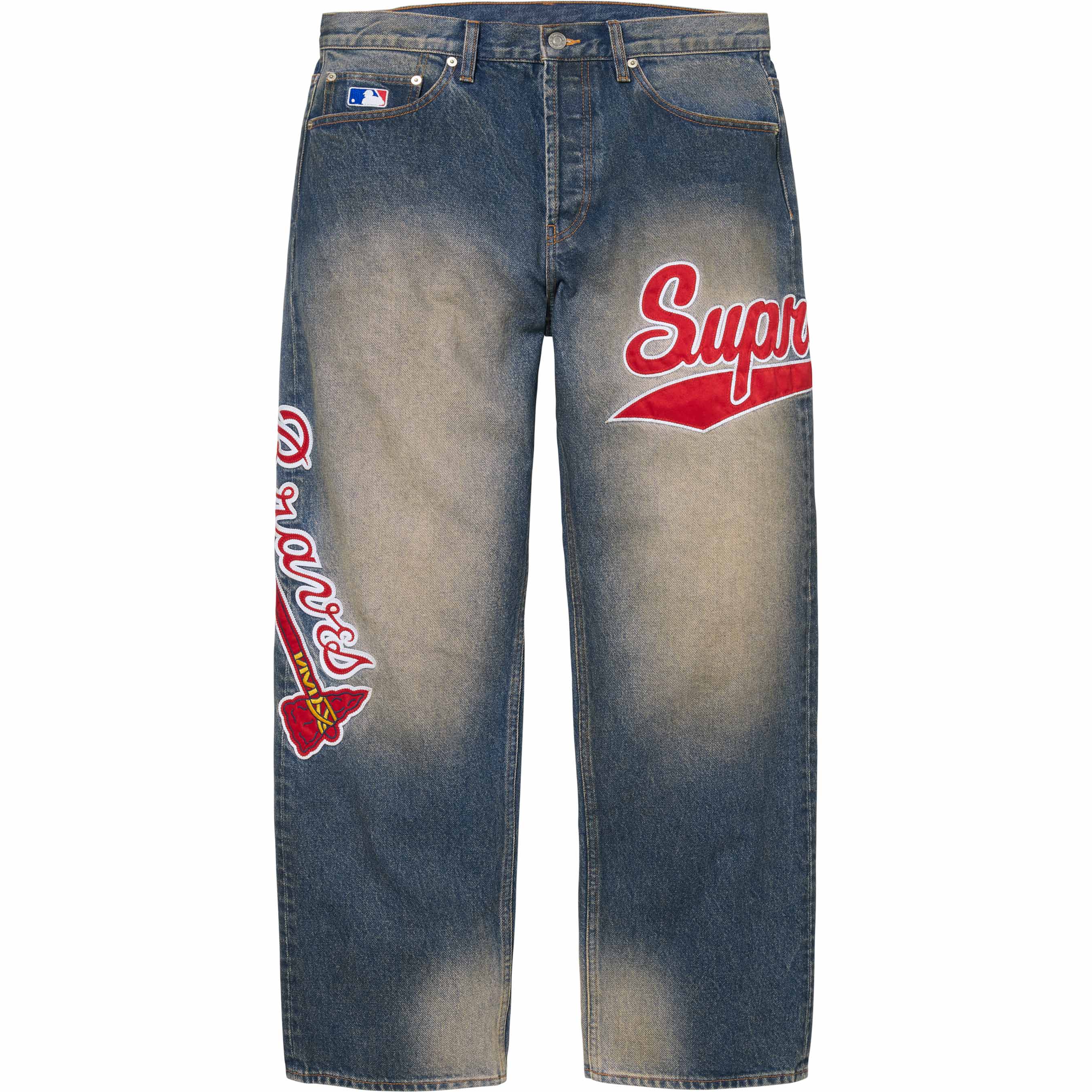 Supreme Supreme®/Mitchell & Ness® Atlanta Braves™ Loose Fit Jean Washed Indigo