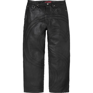 S Logo Leather Baggy 5-Pocket Jean