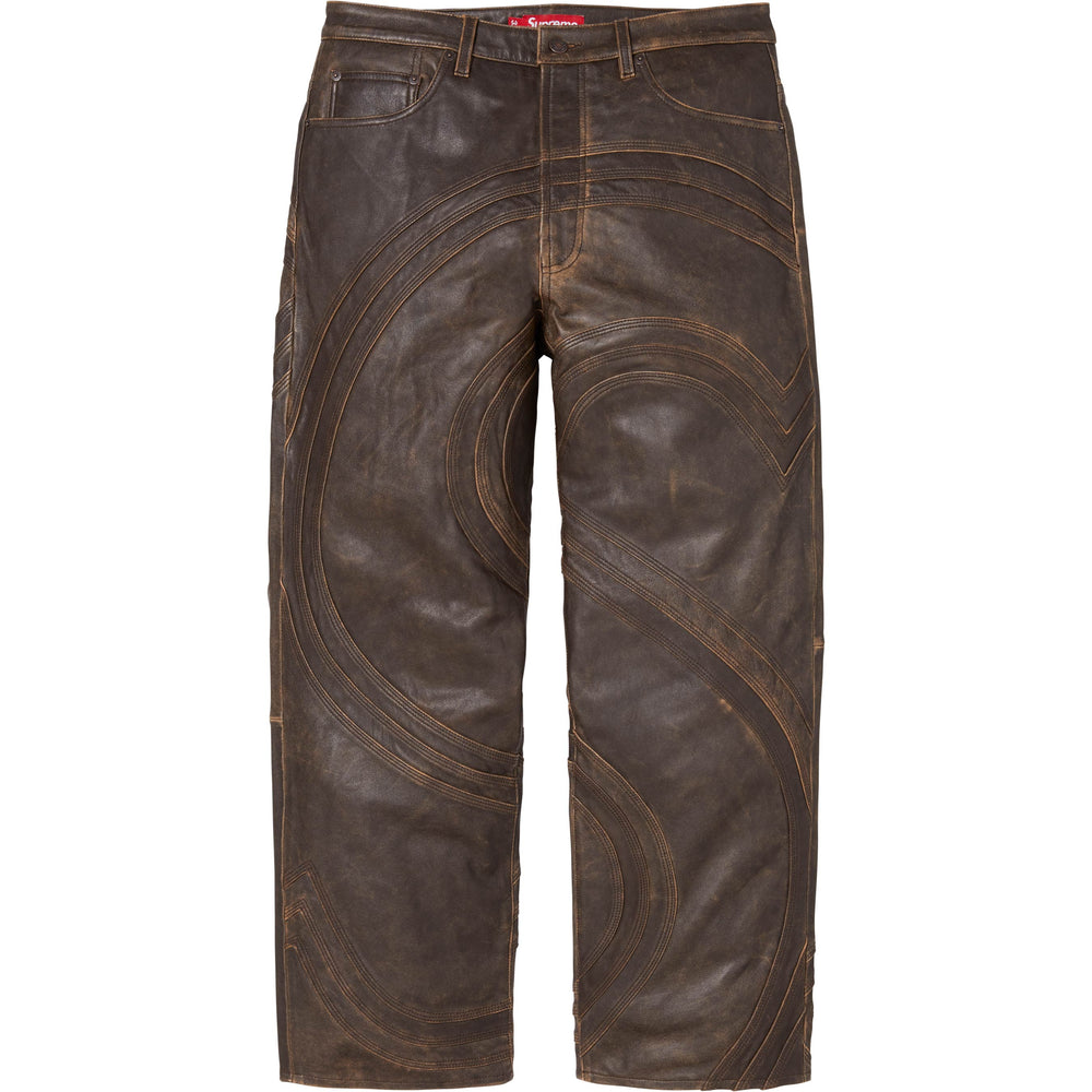 S Logo Leather Baggy 5-Pocket Jean