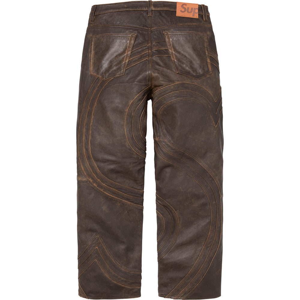 S Logo Leather Baggy 5-Pocket Jean - Image 2