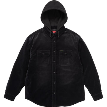 Quilted Lined Hooded Velvet Shirt