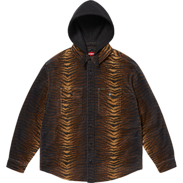 Quilted Lined Hooded Velvet Shirt