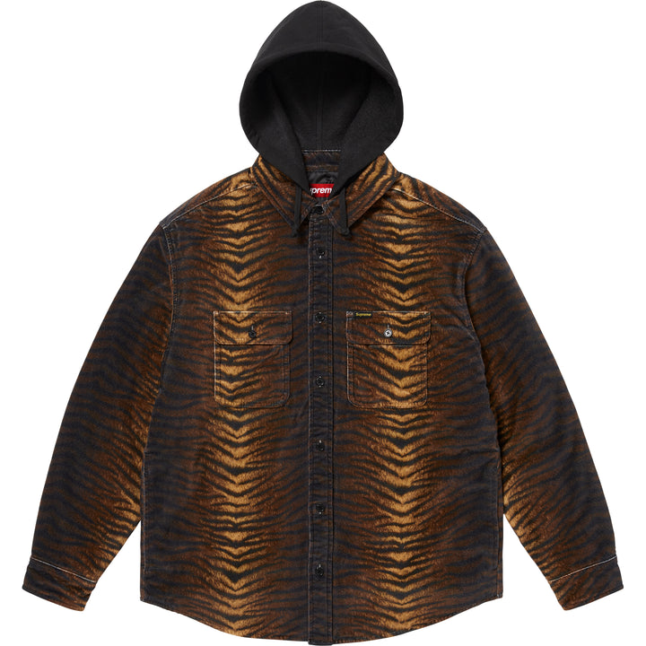 Quilted Lined Hooded Velvet Shirt