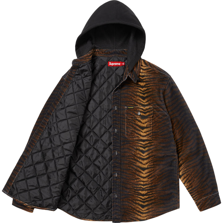 Quilted Lined Hooded Velvet Shirt