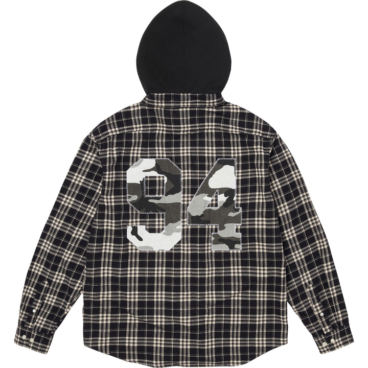 Supreme Plaid Appliqué ss Top ブラック Mサイズ Appliqué Hooded Flannel Shirt - Shop - Supreme