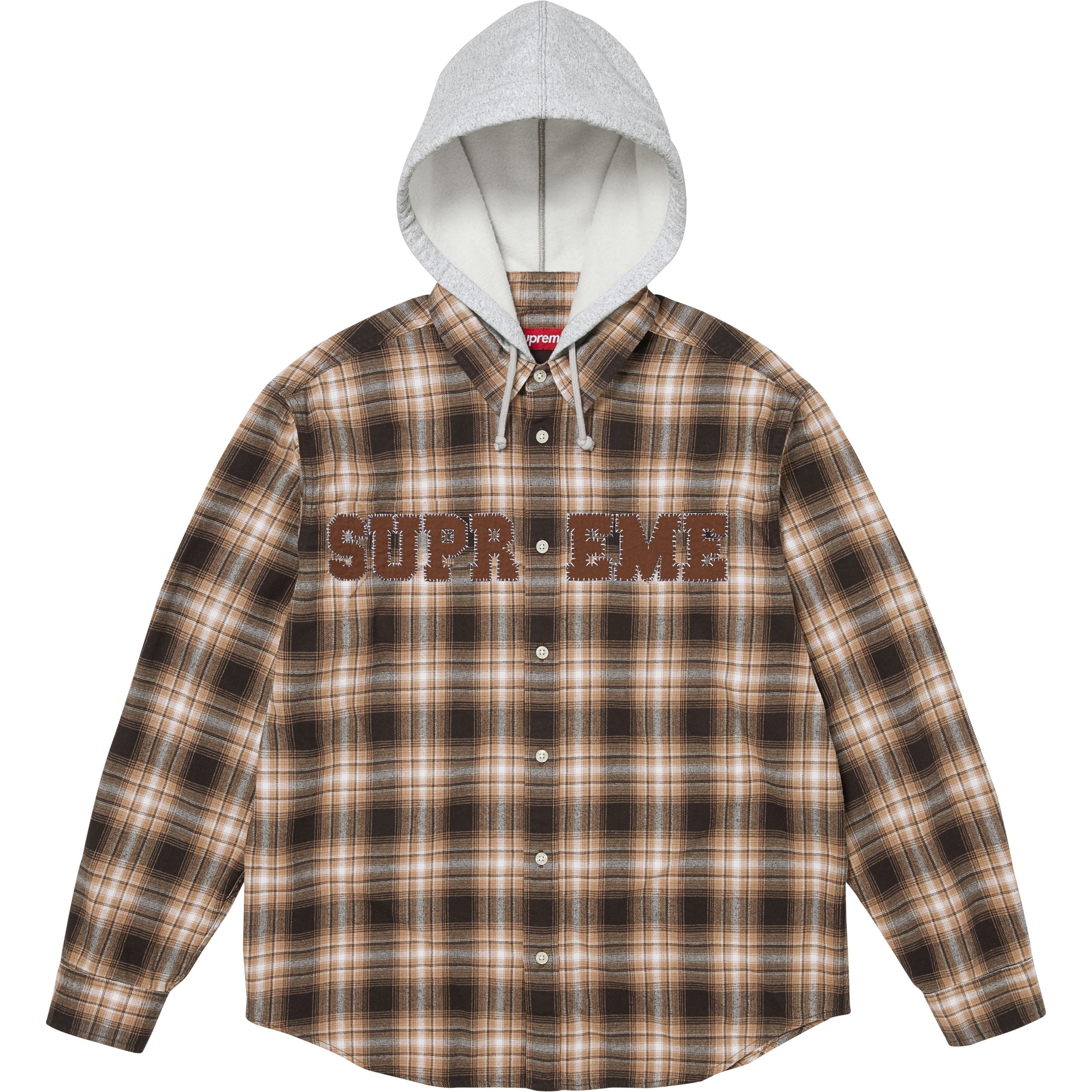 Appliqué Hooded Flannel Shirt - Shop - Supreme