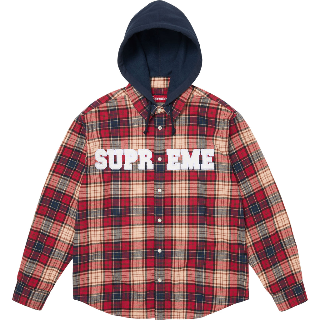 Appliqué Hooded Flannel Shirt