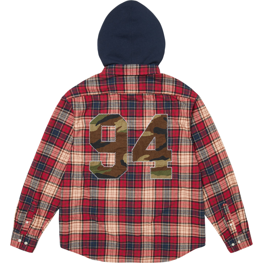 Appliqué Hooded Flannel Shirt