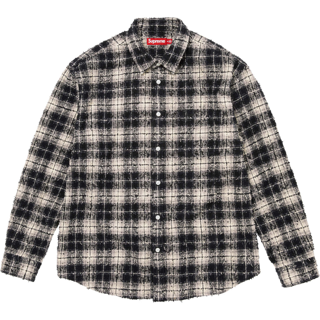 Frayed Textured Plaid Shirt