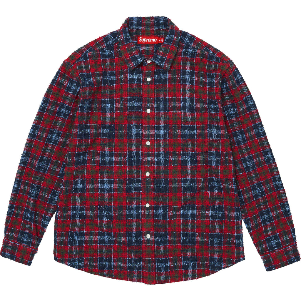 Frayed Textured Plaid Shirt