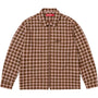 Metallic Plaid Zip Up Shirt